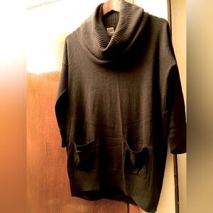 Black lightweight extra long cowl neck sweater